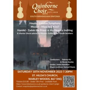 past classical concert, Birmingham, Quinborne Choir, Harborne Nov 23